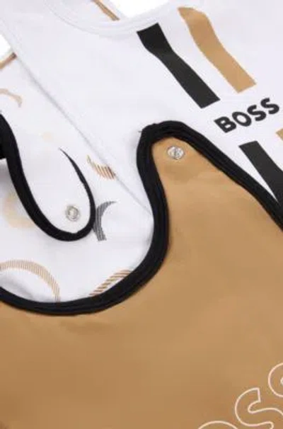 Hugo Boss Gift-boxed Set Of Three Baby Bibs In Cotton In White