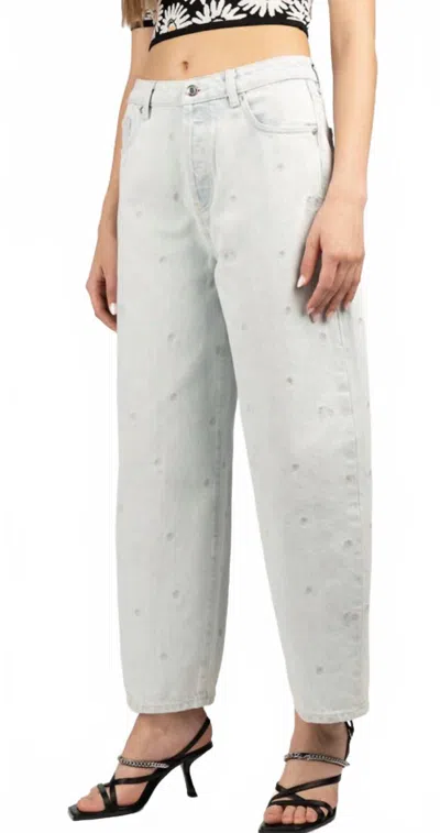 Hugo Boss Gimine Eide Leg Relaxed Fit Embroidered Jeans In Light Blue