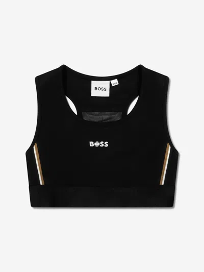 Hugo Boss Kids' Girls Logo Sports Top In Black