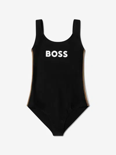 Hugo Boss Babies' Girls Logo Swimming Costume In Black