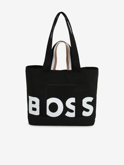Hugo Boss Girls Logo Tote Bag In Burgundy