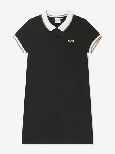 Hugo Boss Kids' Boss Girls Black Cotton Polo Dress