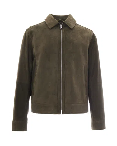 Hugo Boss Soft Suede Pointed Collar Jacket In Brown