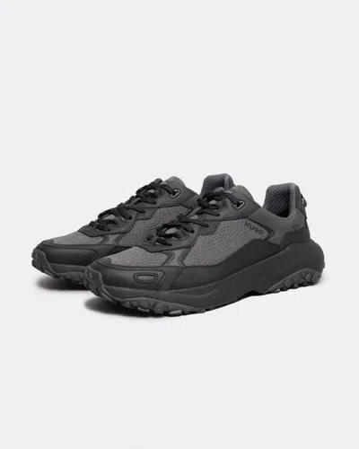 Hugo Boss Go1st Mens Mixed-material Trainers With Textured And Rubberised Faux Leather