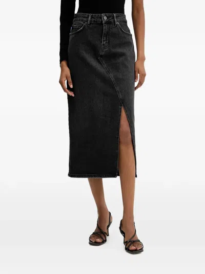 Hugo Boss Goja Belt-loop Midi Skirt In Black