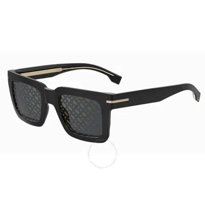 Hugo Boss Gold Logo Square Men's Sunglasses Boss 1501/s 0807/7y 51 In Black