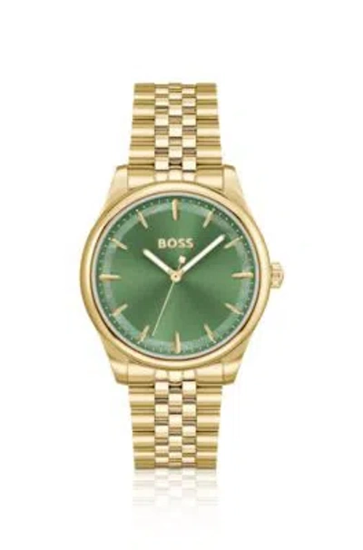HUGO BOSS GOLD-TONE WATCH WITH GREEN DIAL AND PEARLESCENT INLAY WOMEN'S WATCHES