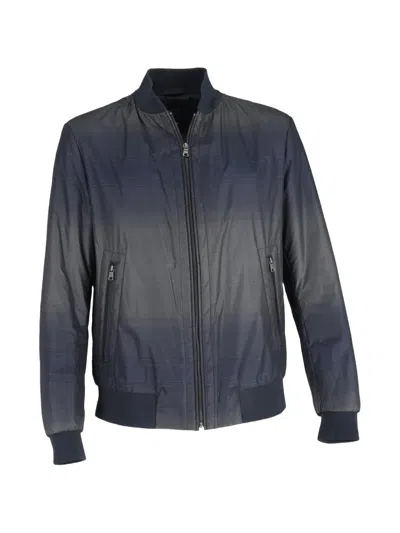 Pre-owned Hugo Boss Gradient-effect Bomber Jacket In Blue