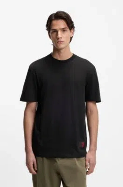 Hugo Boss Gradient-logo T-shirt In Cotton Jersey In Black
