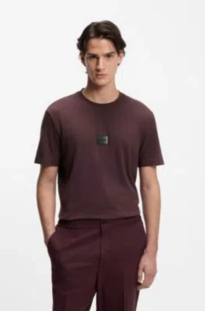 Hugo Boss Gradient-logo T-shirt In Cotton Jersey In Brown