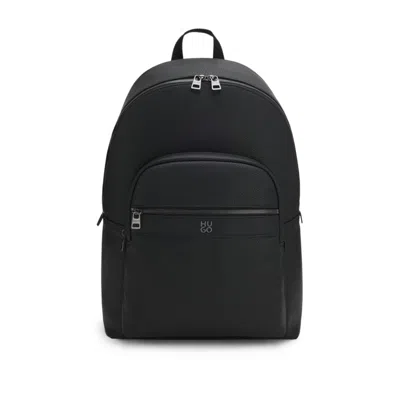 Hugo Boss Grained Backpack With Stacked-logo Trim