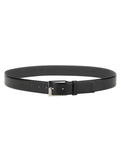 Hugo Boss Hugo Grained Leather Belt In Black