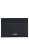 Hugo Boss Grained-leather Card Holder With Logo Lettering In Black