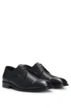 Hugo Boss Grained-leather Derby Shoes With Anti-slip Sole In Black
