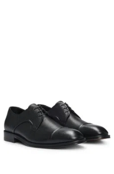 HUGO BOSS GRAINED-LEATHER DERBY SHOES WITH ANTI-SLIP SOLE