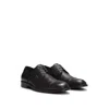 Hugo Boss Grained-leather Derby Shoes With Anti-slip Sole In Brown