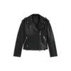 Hugo Boss Grained-leather Jacket With Silver-tone Trims In Black