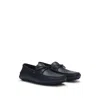Hugo Boss Grained-leather Moccasins With Driver Sole In Blue