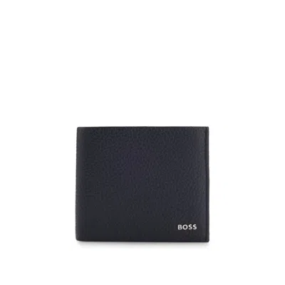 Hugo Boss Grained Leather Wallet In Blue