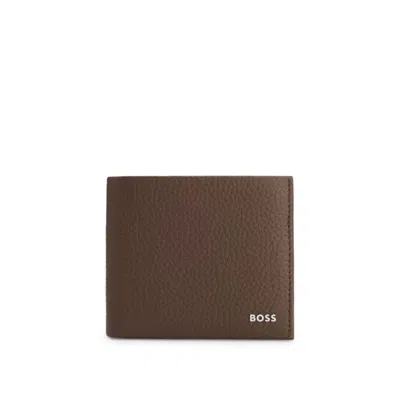 Hugo Boss Grained Leather Wallet In Brown