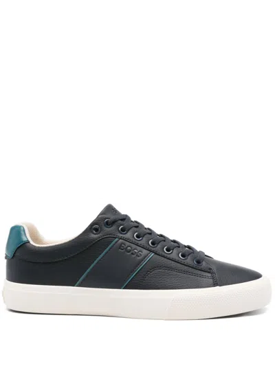 Hugo Boss Grained Sneakers In Black