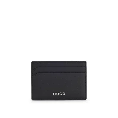 Hugo Boss Grained-leather Card Holder With Logo Detail In Black