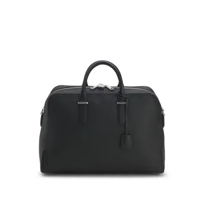 Hugo Boss Grained-leather Duffel Bag With Embossed Logo
