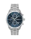 Hugo Boss Boss Grand Prix 44 Watch Silver In Metallic