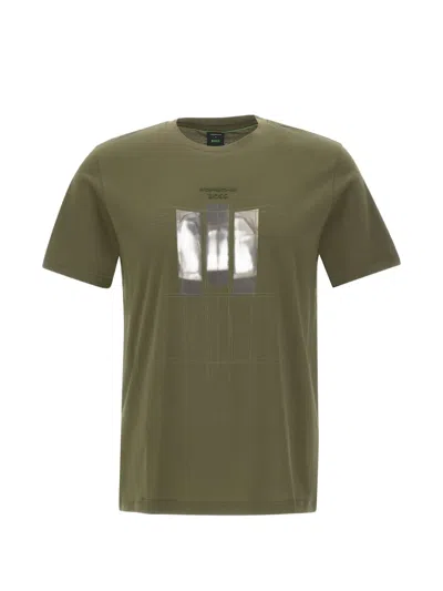 Hugo Boss Graphic Crew Neck T-shirt In Brown