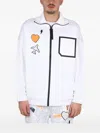 Hugo Boss Logo Print High Collar Sweatshirt With Front Pocket In White