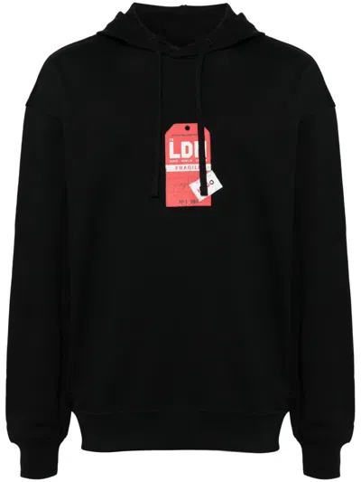 Hugo Boss Graphic-print Cotton Hoodie In Black