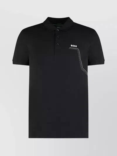 Hugo Boss Graphic Print Cotton Polo Shirt