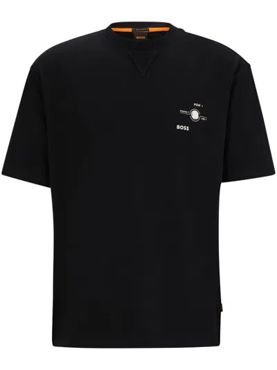 Hugo Boss Graphic-print Cotton T-shirt In Black