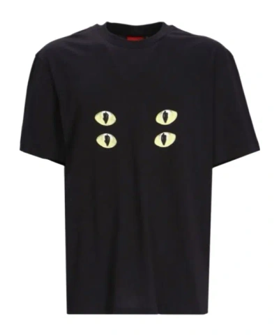 Hugo Boss Graphic-print Cotton T-shirt In Black