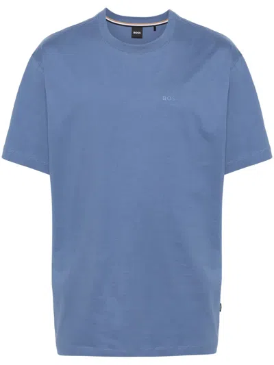 Hugo Boss Graphic-print Cotton T-shirt In Blue