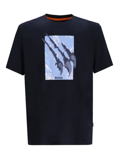 Hugo Boss Graphic-print Crew-neck T-shirt In Black