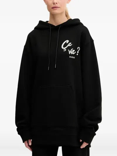 Hugo Boss Graphic-print Hoodie In Black