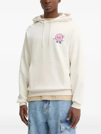 Hugo Boss Graphic-print Hoodie In Neutral