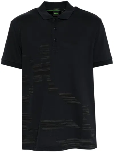 Hugo Boss Graphic Print Polo Shirt In 灰色