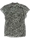 Hugo Boss Graphic-print Ruched-detail Shirt In Green