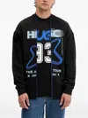 Hugo Boss Cotton-terry Sweatshirt With Layered Effect And Mixed Prints In Black