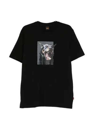 Hugo Boss Graphic-print T-shirt In Black