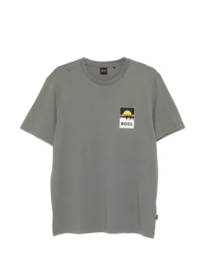 Hugo Boss Graphic-print T-shirt In Gray