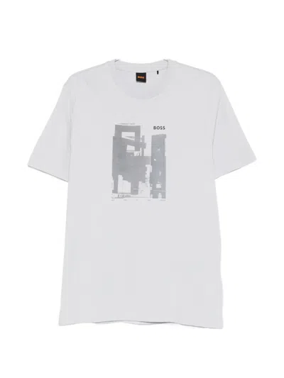 Hugo Boss Graphic-print T-shirt In Gray