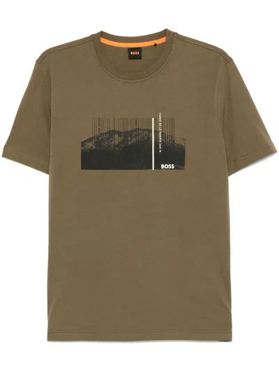 Hugo Boss Injungle Mens Graphic Print T-shirt In Green