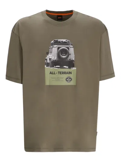 Hugo Boss Graphic-print T-shirt In Green