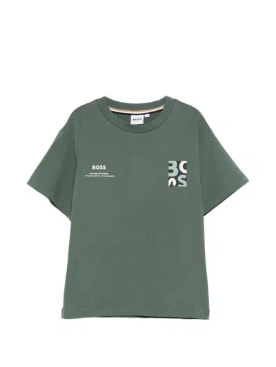 Hugo Boss Kids' Graphic-print T-shirt In Green