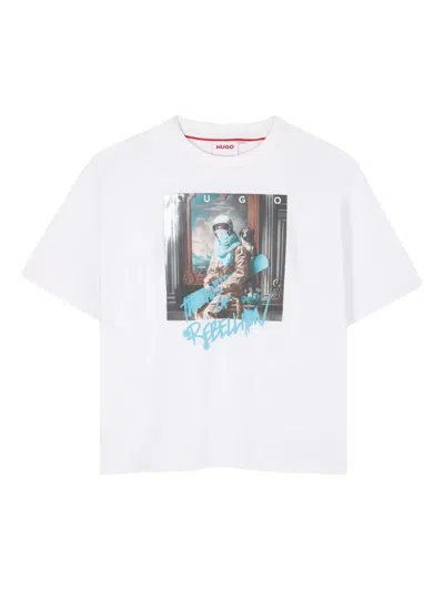 Hugo Boss Kids' Graphic-print T-shirt In White