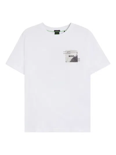 Hugo Boss Relaxed-fit T-shirt With Decorative Reflective Accents In White