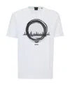 Hugo Boss Stretch-cotton Regular-fit T-shirt With Seasonal Artwork In White